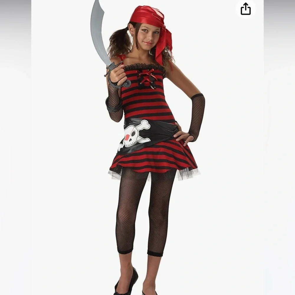 4 piece Teen Pirate Costume Pirate Cutie Girl's Halloween with Pirate Cutlass